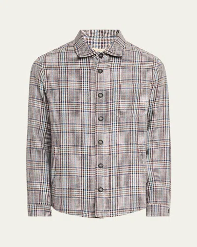 Baldassari Men's Plaid Cotton Overshirt In Blue Stone