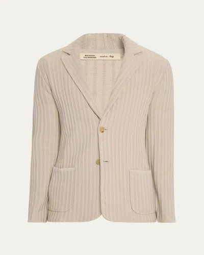 Baldassari Men's Ribbed Soft Cashmere Swacket In Neutral