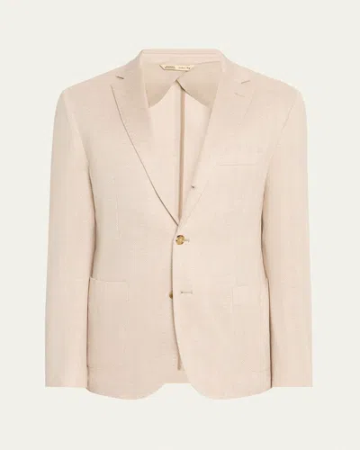 Baldassari Men's Soft Chevron Single-breasted Sport Coat In Very Lt Full Beige