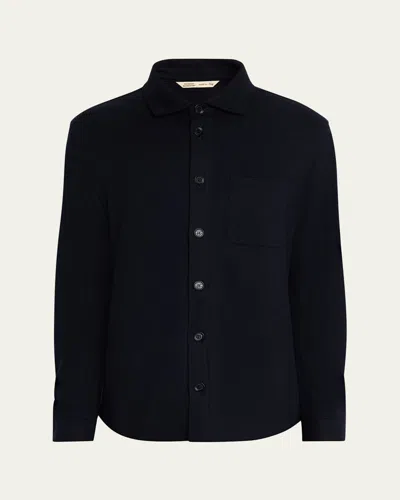 Baldassari Men's Solferino Cashmere Raw Edge Overshirt In Blue