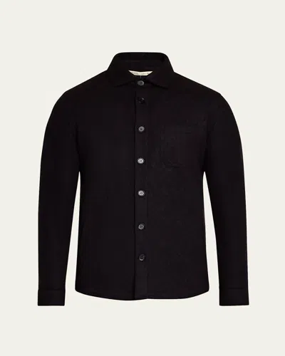 Baldassari Men's Spread-collar Cashmere Overshirt In Nightpurple