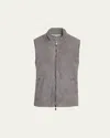 Baldassari Men's Suede Full-zip Vest In Flint Gray