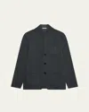 Baldassari Men's Wool And Cotton Mouline Shirt Jacket In Black