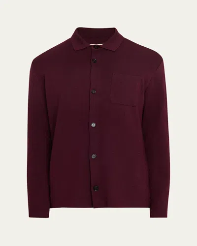 Baldassari Men's Wool Overshirt In Rumba Red