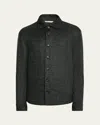 Baldassari Men's Wool Silk-blend Herringbone Overshirt In Black