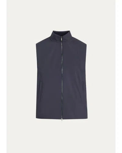 Baldassari Stand Collar Cotton Vest In Blue