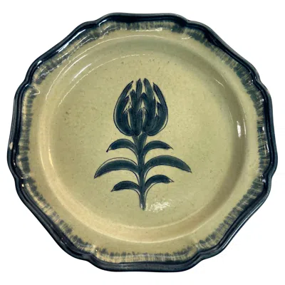 Pre-owned Baldelli Hand-painted Ceramic Plate, Italy, Mid-century Modern, 1940s In Brown