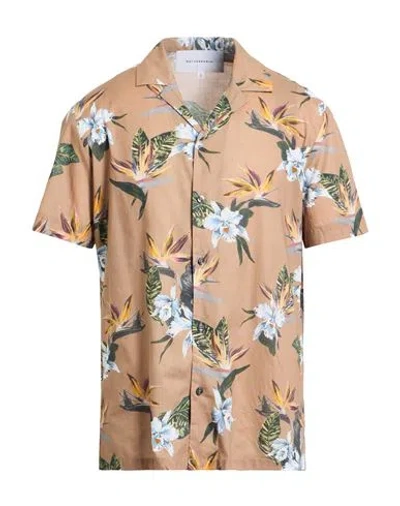 Baldessarini Man Shirt Camel Size 17 ½ Cotton In Brown