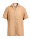 Baldessarini Man Shirt Camel Size 17 ½ Linen In Brown
