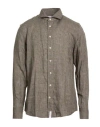 Baldessarini Man Shirt Charcoal Size 16 ½ Linen In Green