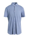 Baldessarini Man Shirt Slate Blue Size 17 ¾ Cotton In Blue