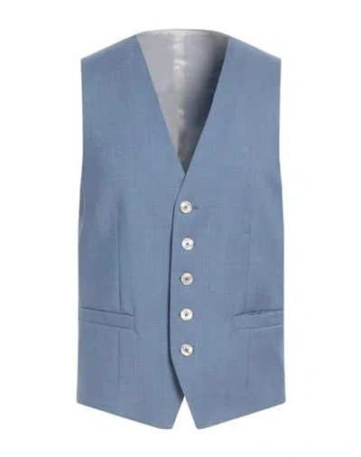 Baldessarini Man Tailored Vest Pastel Blue Size 44 Virgin Wool, Elastane