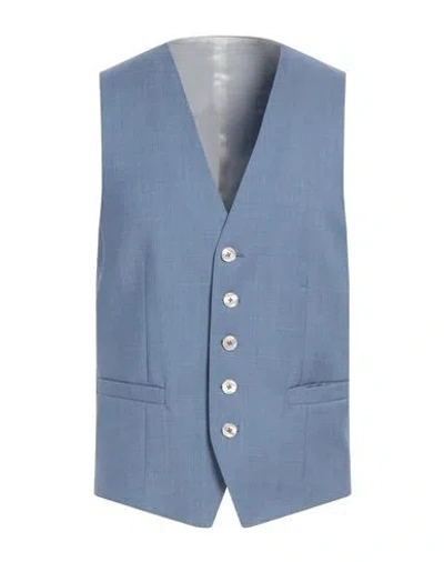 Baldessarini Man Tailored Vest Pastel Blue Size 46 Virgin Wool, Elastane