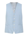 Baldessarini Man Tailored Vest Sky Blue Size 44 Virgin Wool, Silk, Linen In Blue