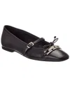 Baldini Leather Ballet Flat In Black
