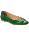 Baldini Leather Ballet Flat In Green
