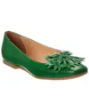 Baldini Leather Ballet Flat In Green
