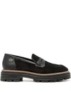 Baldinini Perforated Leather Loafers With Rubber Sole In Schwarz