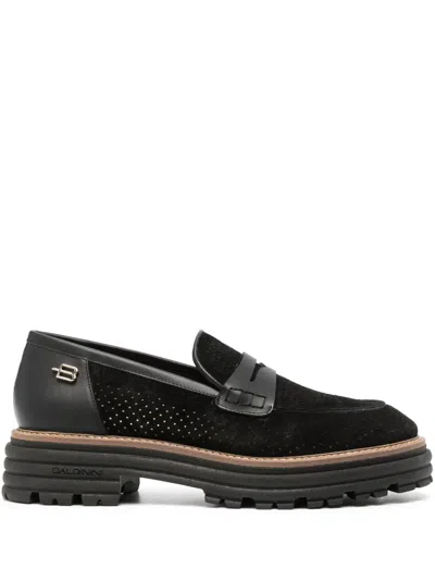 Baldinini Bead-detail Suede Loafers In Schwarz