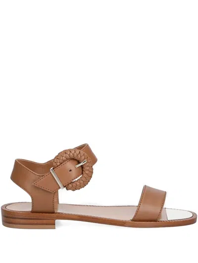 Baldinini Braided Buckle Sandals In Brown