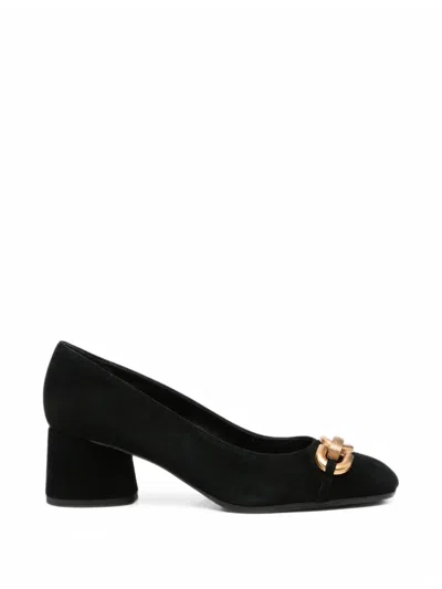 Baldinini Chain-link Suede Pumps In Black