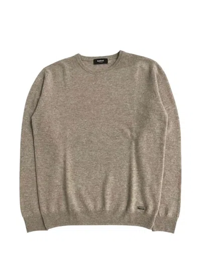 Baldinini Crew-neck Ribbed-trim Sweater In Brown