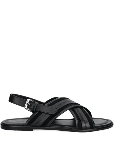 Baldinini Crossed-strap Leather Sandals In Black