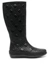 Baldinini Diamond-pattern Leather Boots In Schwarz