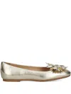 Baldinini Flower-embellished Ballet Flats In Gold