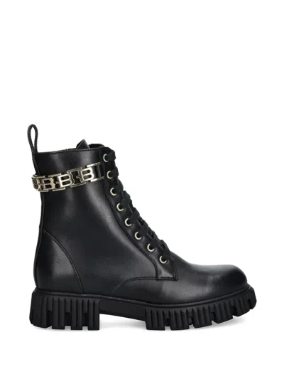 Baldinini Lace-up Chain Combat Boots In Black