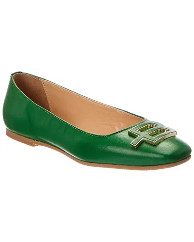 Baldinini Leather Ballet Flat In Green