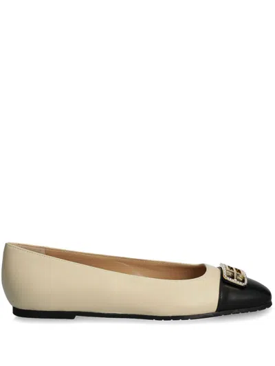 Baldinini Leather Ballet Flats In Neutrals