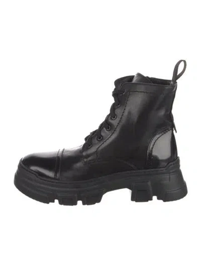 Pre-owned Baldinini Leather Combat Boots In Black
