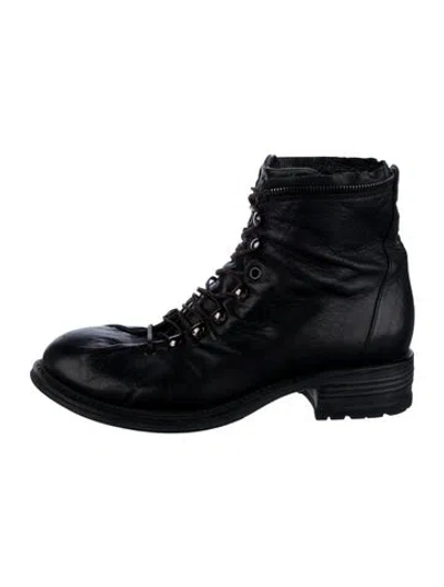 Pre-owned Baldinini Leather Combat Boots In Black