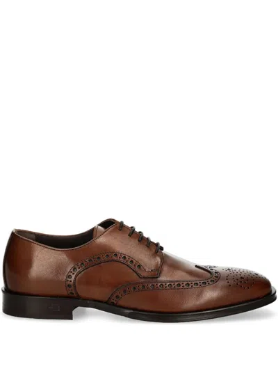 Baldinini Leather Derby Shoes In Brown