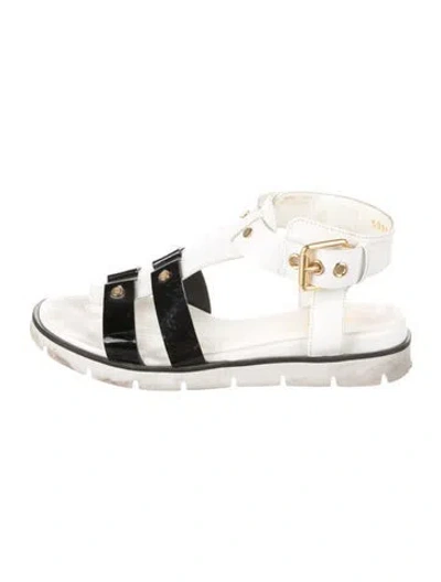 Pre-owned Baldinini Leather Gladiator Sandals In White