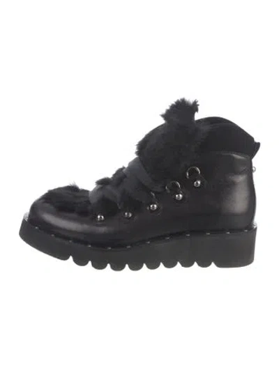 Pre-owned Baldinini Leather Hiking Boots In Black/blue