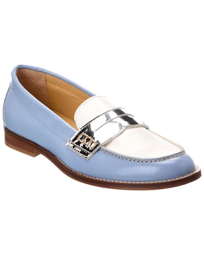 Baldinini Leather Moccasin In Blue