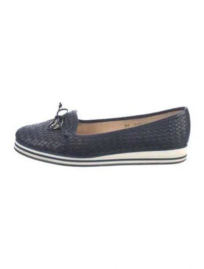 Pre-owned Baldinini Leather Patterned Loafers In Blue