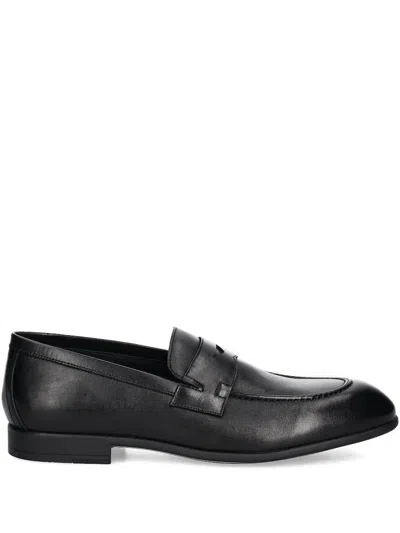 Baldinini Leather Penny Loafers In Black