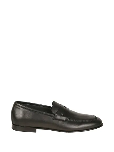 Baldinini Leather Penny Loafers In Black