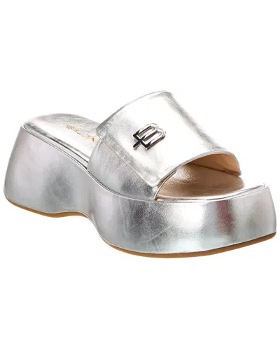 Baldinini Leather Sandal In Metallic