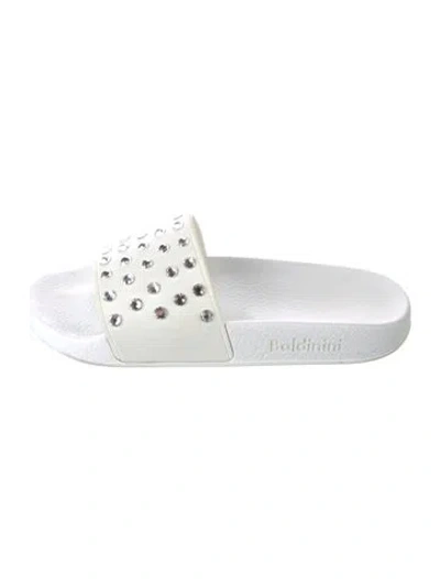 Pre-owned Baldinini Leather Slides In White