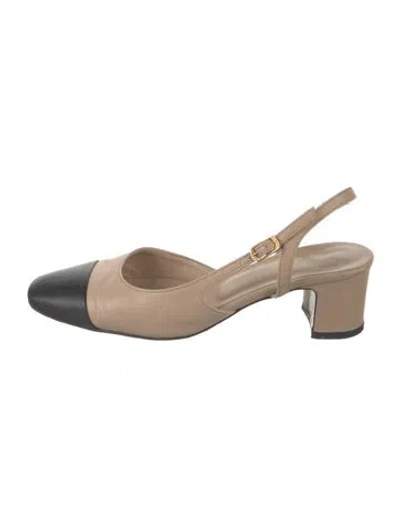 Pre-owned Baldinini Leather Slingback Pumps In Neutral