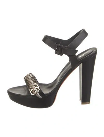 Pre-owned Baldinini Leather Slingback Sandals In Black