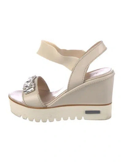 Pre-owned Baldinini Leather Slingback Sandals In Neutral