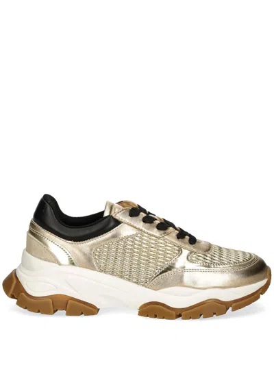 Baldinini Leather Sneakers In Gold
