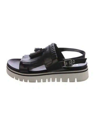 Pre-owned Baldinini Leather Tassel Accents Slingback Sandals In Black