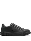 Baldinini Logo-embossed Low-top Leather Sneakers In Black