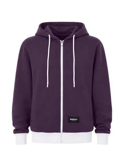 Baldinini Logo-patch Zip-up Hoodie In Purple
